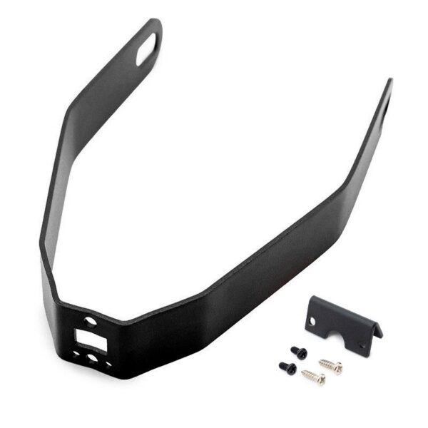 Support de garde-boue métallique noir avec sa platine d'ancrage et ses quatre vis Support de garde-boue métallique noir avec sa platine d'ancrage et ses quatre vis