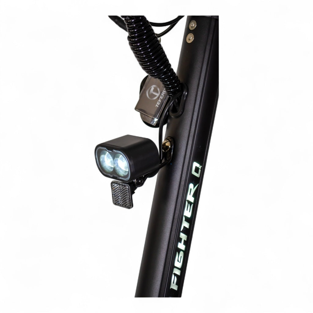 Teverun Fighter Mini Q — phare avant à double optique LED sur la colonne