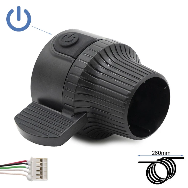 Accélérateur à gâchette Kukirin G4 avec bouton d'alimentation, vu de trois quarts