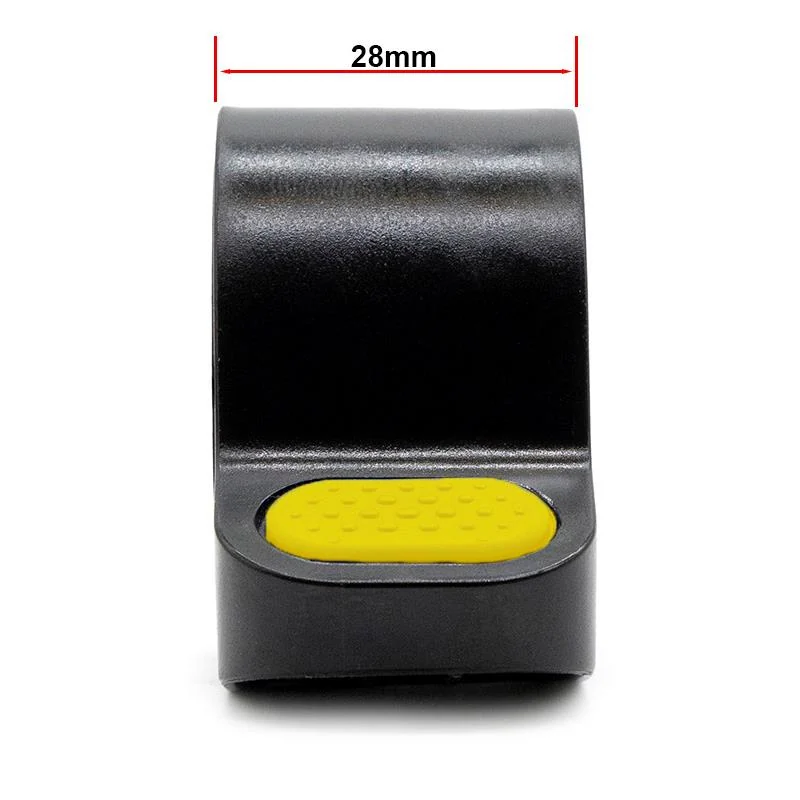Accélérateur au pouce de trottinette à palette jaune, vu de face