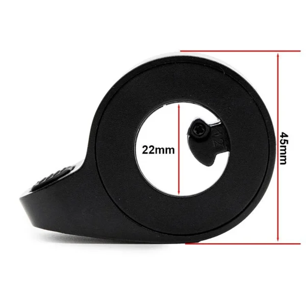 Accélérateur au pouce de trottinette à palette noire, vu de face Accélérateur au pouce de trottinette à palette noire, vu de face