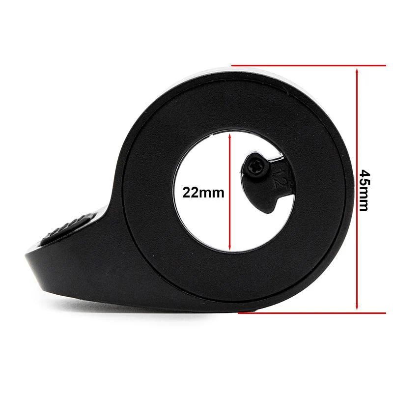 Accélérateur au pouce de trottinette à palette noire, vu de face