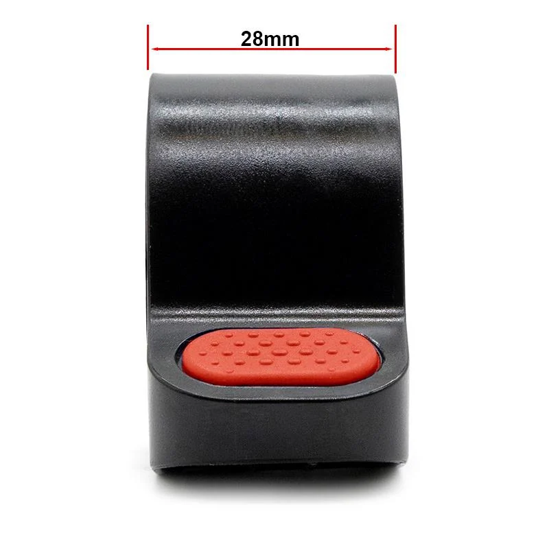 Accélérateur au pouce de trottinette à palette rouge, vu de face