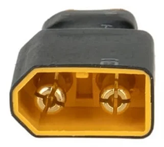 Adaptateur moulé XT30 vers XT60 vu du côté XT60