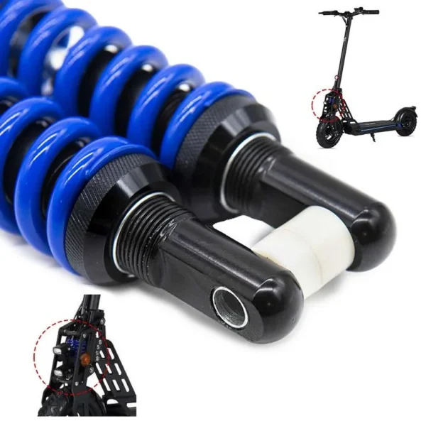 Détail du corps hydraulique et de la tige d'un amortisseur Ecoxtrem Bison, ressort bleu Détail du corps hydraulique et de la tige d'un amortisseur Ecoxtrem Bison, ressort bleu