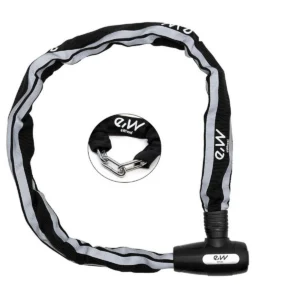 Antivol chaîne 80 cm — housse rétroréfléchissante, à clé