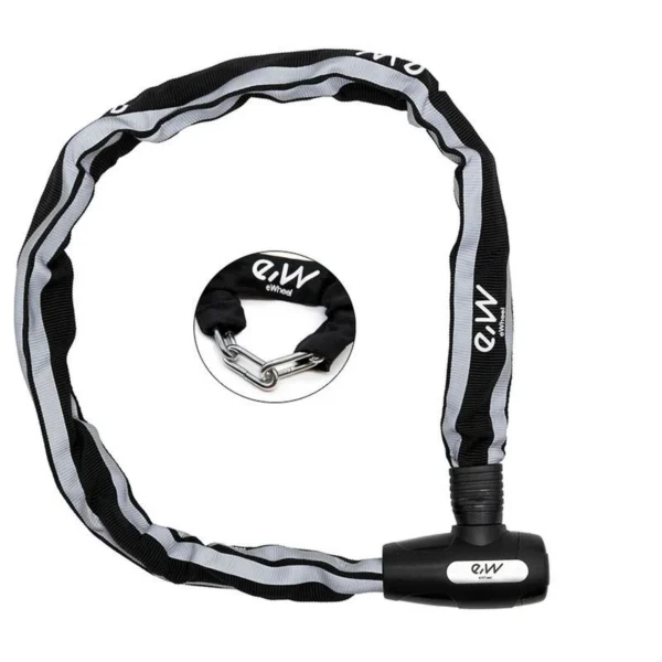 Antivol chaîne 80 cm à housse rétroréfléchissante, refermé en boucle