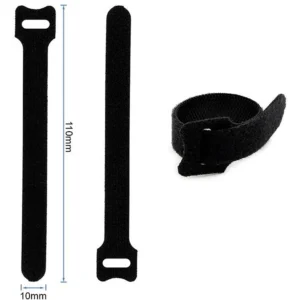 Attaches-câbles velcro noires 10 × 110 mm — lot de 10