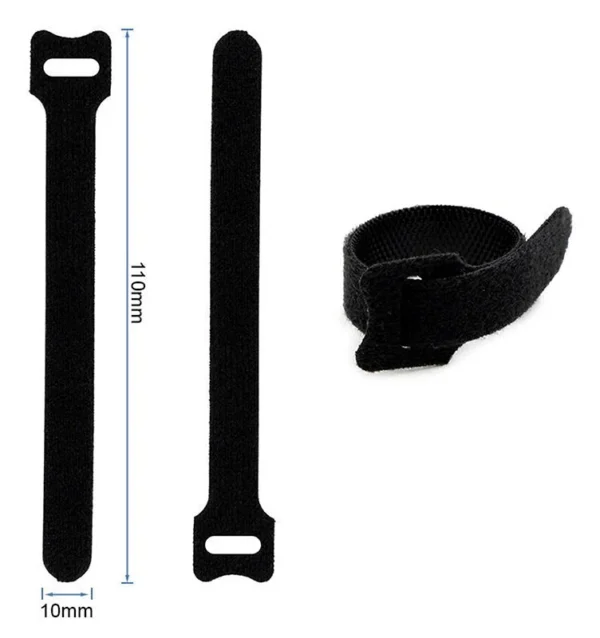 Attaches velcro noires de 10 × 110 mm avec leur passant