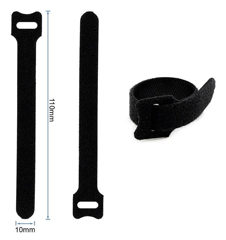 Attaches velcro noires de 10 × 110 mm avec leur passant