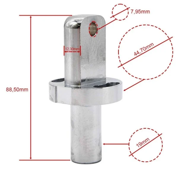 Plan coté de l'axe de charnière : 88,50 mm de haut, fût de 19 mm, collerette de 44,70 mm Plan coté de l'axe de charnière : 88,50 mm de haut, fût de 19 mm, collerette de 44,70 mm