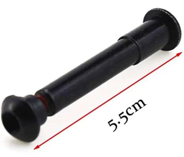 Plan coté : l'axe assemblé mesure 5,5 cm d'une tête à l'autre.