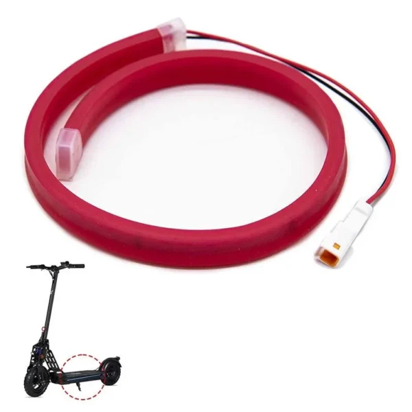 Bandeau lumineux Ecoxtrem Bison enroulé, ruban souple rouge et connecteur deux broches