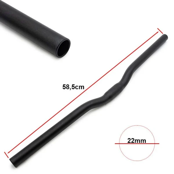 Plan cote de la barre de guidon cintree : 58,5 cm de largeur totale et tube de 22 mm de diametre Plan cote de la barre de guidon cintree : 58,5 cm de largeur totale et tube de 22 mm de diametre