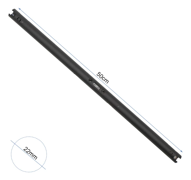 Plan cote de la barre de guidon : 50 cm de largeur totale et tube de 22 mm de diametre