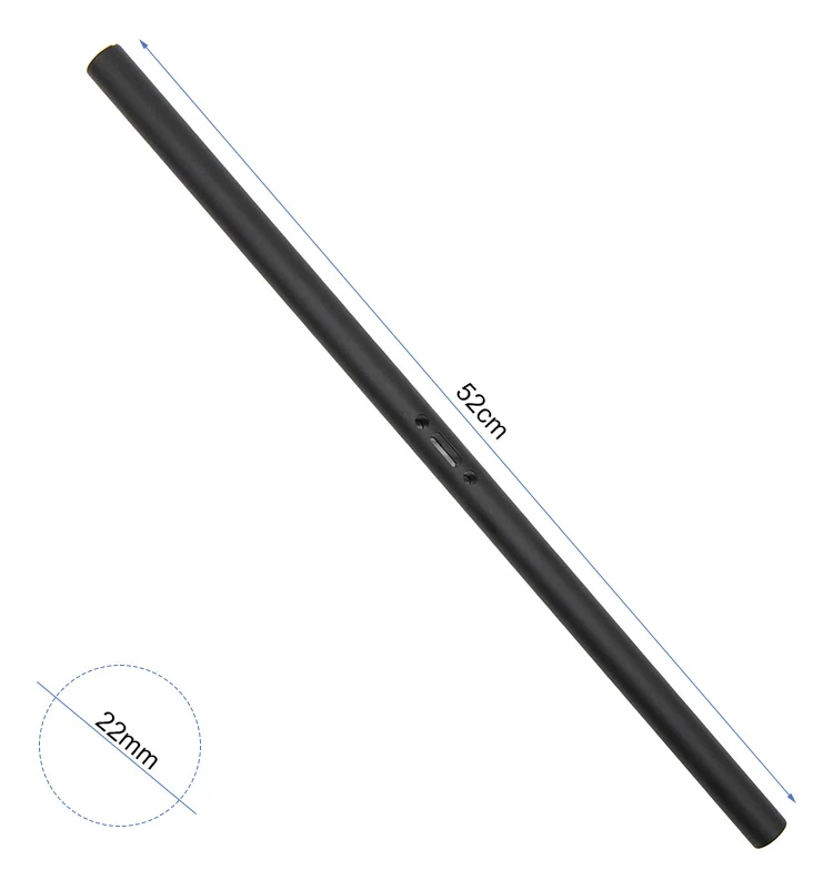 Plan cote de la barre de guidon : 52 cm de largeur totale et tube de 22 mm de diametre