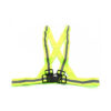 Baudrier de signalisation jaune fluo en X, bandes rétroréfléchissantes et boucle clip centrale