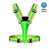 Baudrier réfléchissant à bandeau lumineux vert et sangles à bande rétroréfléchissante