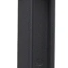 Béquille latérale noire vue de face, jambe plate nervurée et tête d'articulation à ressort Béquille latérale noire vue de face, jambe plate nervurée et tête d'articulation à ressort