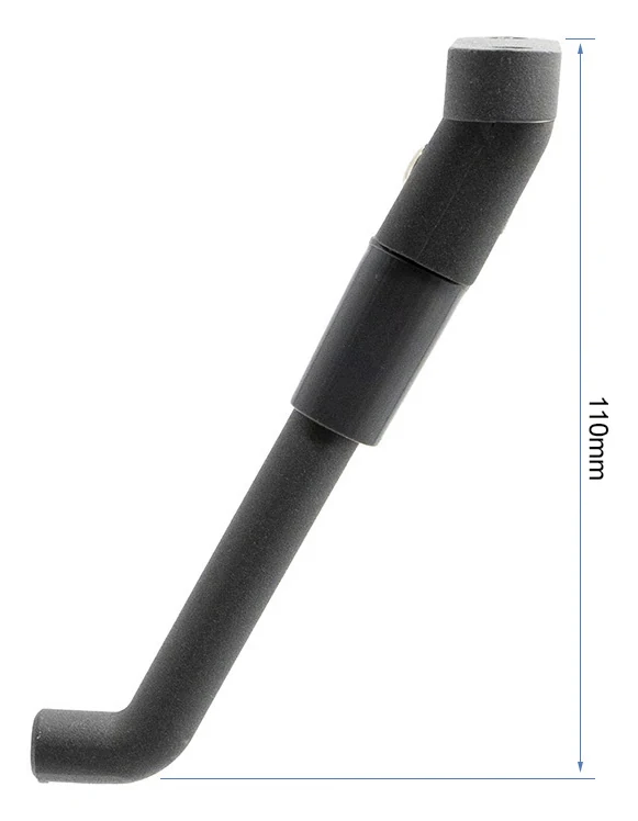 Béquille dépliée en appui au sol, hauteur cotée 110 mm Béquille dépliée en appui au sol, hauteur cotée 110 mm