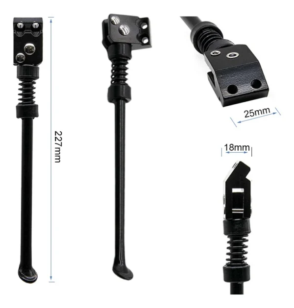 Vues cotées : 227 mm de longueur totale, bloc de fixation de 25 mm et patte supérieure de 18 mm Vues cotées : 227 mm de longueur totale, bloc de fixation de 25 mm et patte supérieure de 18 mm