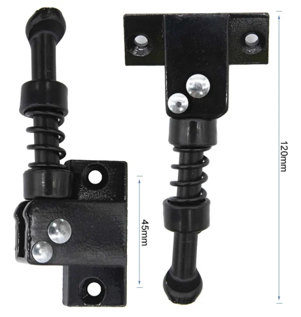 Deux vues de la béquille, longueur cotée 120 mm et entraxe de la platine coté 45 mm Deux vues de la béquille, longueur cotée 120 mm et entraxe de la platine coté 45 mm