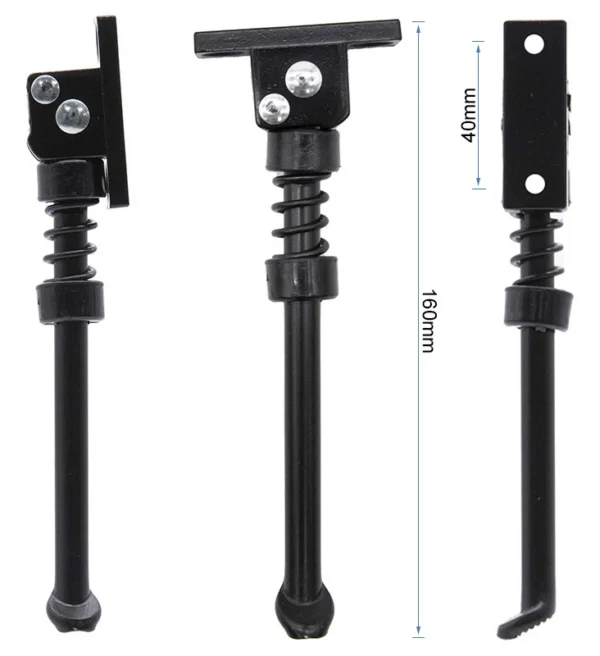 Trois vues cotées : 40 mm entre les deux trous de la platine et 160 mm de longueur totale Trois vues cotées : 40 mm entre les deux trous de la platine et 160 mm de longueur totale