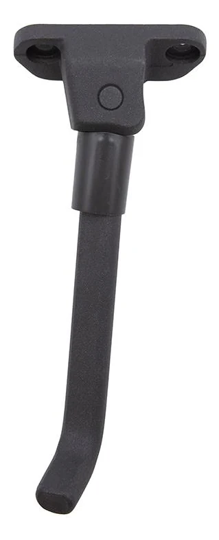 Béquille latérale noire pour Ninebot Max G2 vue de face, platine à deux trous et longue jambe Béquille latérale noire pour Ninebot Max G2 vue de face, platine à deux trous et longue jambe