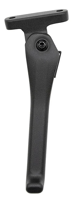 Béquille latérale noire pour Ninebot Max G3, vue de trois quarts avec sa platine percée Béquille latérale noire pour Ninebot Max G3, vue de trois quarts avec sa platine percée