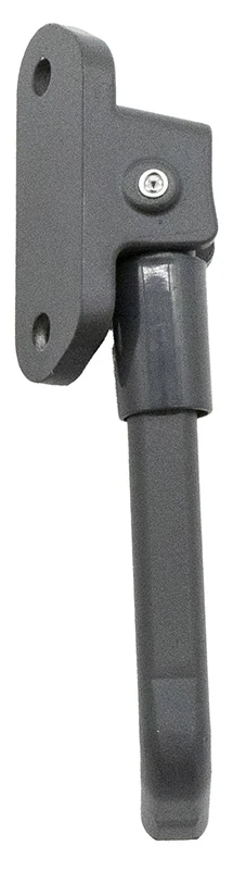 Béquille latérale noire pour Ninebot Max G30 vue de trois quarts, platine et jambe coudée Béquille latérale noire pour Ninebot Max G30 vue de trois quarts, platine et jambe coudée