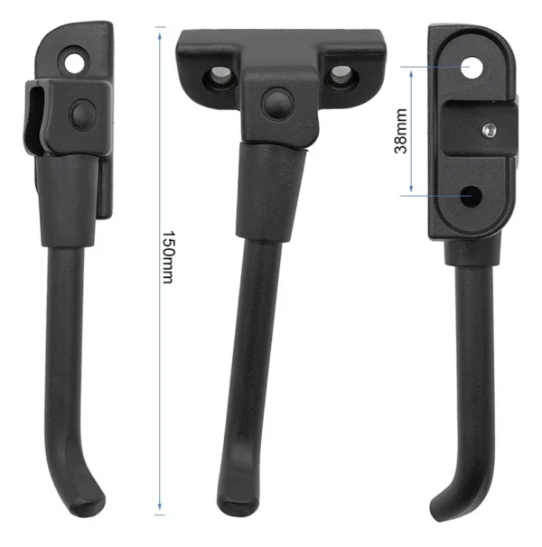 Plan coté de la béquille NIU KQi 300P : entraxe 38 mm et longueur totale 150 mm Plan coté de la béquille NIU KQi 300P : entraxe 38 mm et longueur totale 150 mm