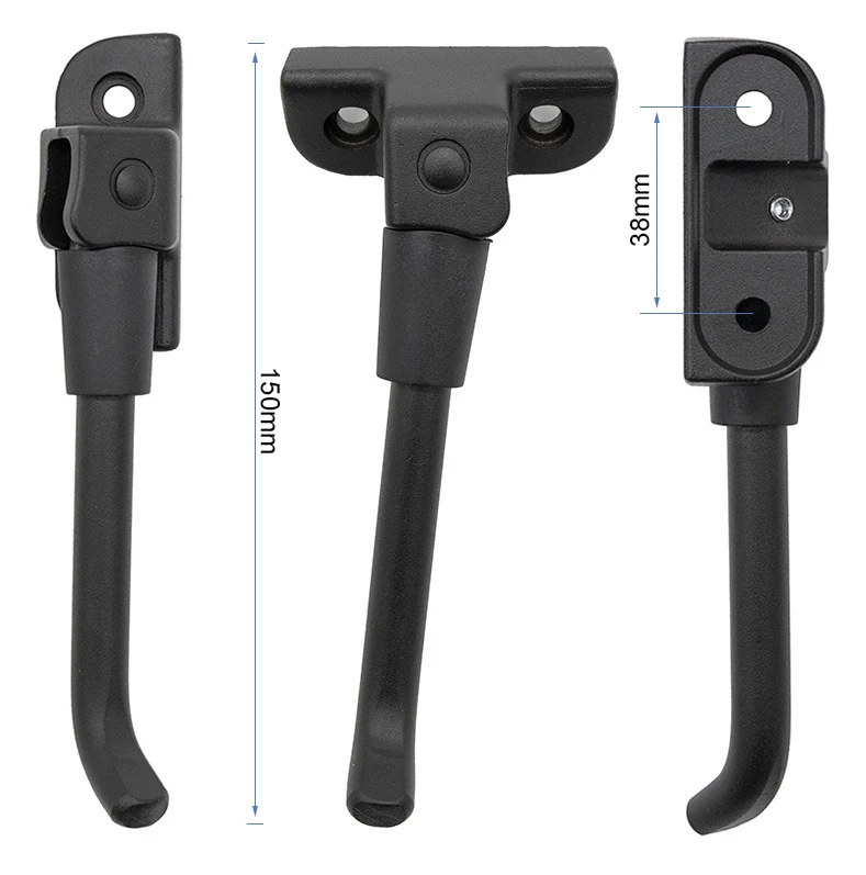 Plan coté de la béquille NIU KQi2 : entraxe 38 mm et longueur totale 150 mm