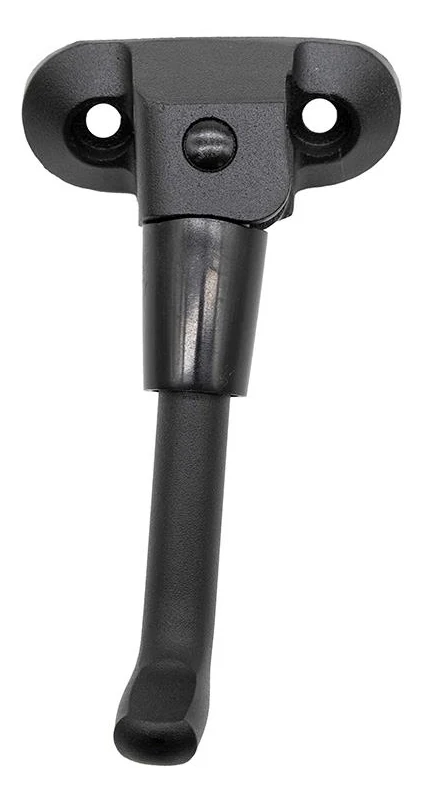 Béquille latérale noire pour NIU KQi3 Pro et Max, vue de face avec sa platine à deux oreilles Béquille latérale noire pour NIU KQi3 Pro et Max, vue de face avec sa platine à deux oreilles