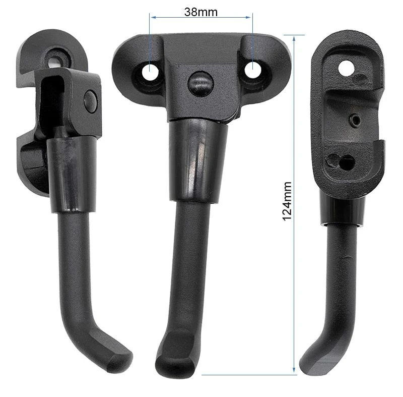 Plan coté de la béquille NIU KQi3 : 38 mm entre les trous, 124 mm de longueur