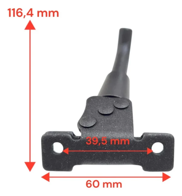 Plan coté de la béquille Xiaomi Electric Scooter Elite, 116,4 mm et embase 60 mm