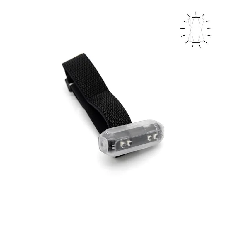 Module lumineux translucide à trois LED monté sur une bande élastique noire
