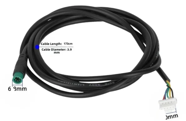 Plan coté du câble, 173 cm de long et gaine de 3,9 mm