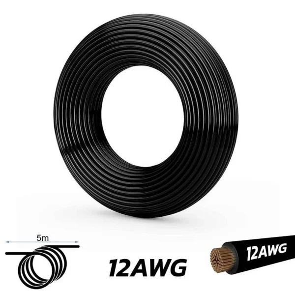 Rouleau de câble silicone noir de 5 mètres