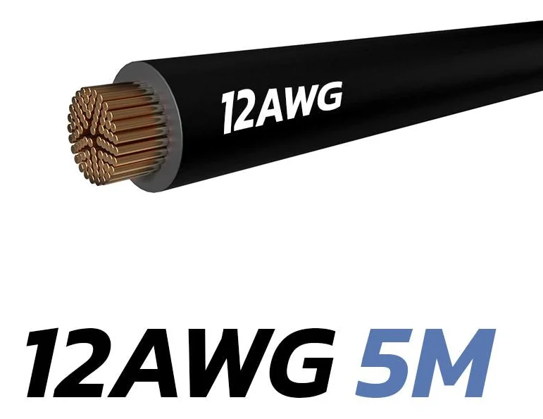 Section du câble silicone noir 12 AWG, brins de cuivre étamé