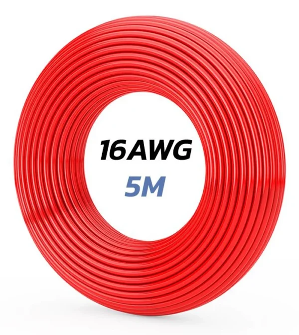 Câble silicone rouge 16 AWG enroulé, 5 mètres