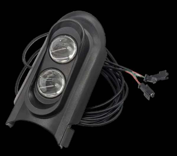 Cache-phare Dualtron Pop avec ses deux optiques et son faisceau