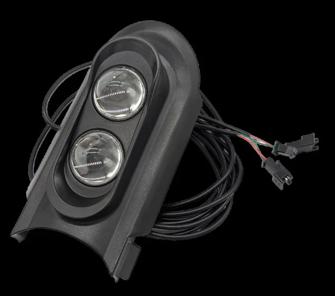 Cache-phare Dualtron Pop avec ses deux optiques et son faisceau
