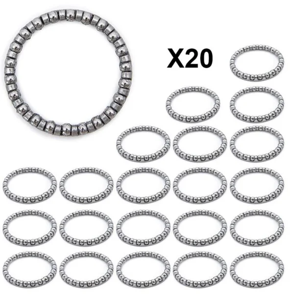 Les vingt cages à billes du lot présentées à plat sur fond blanc