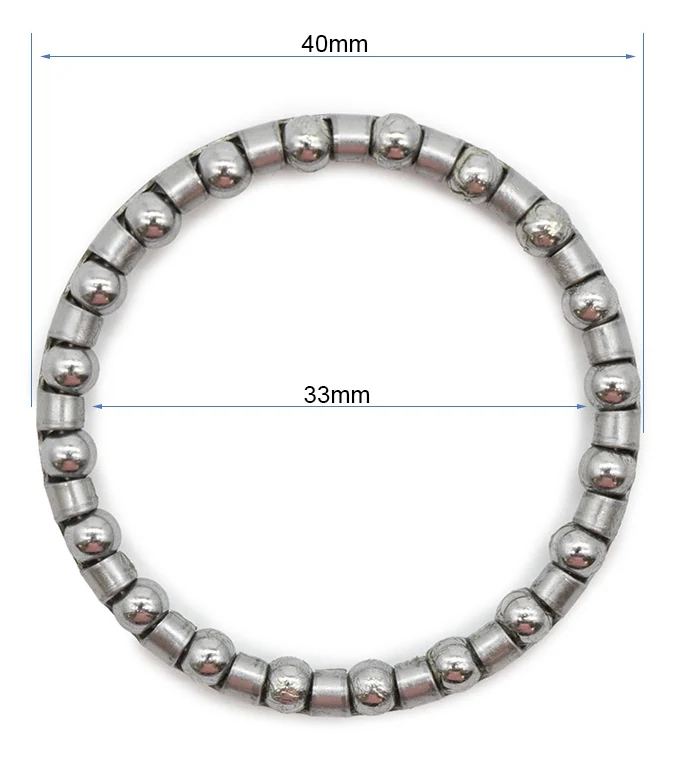 Plan coté de la cage à billes : 40 mm de diamètre extérieur, 33 mm de diamètre intérieur