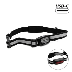Ceinture lumineuse rechargeable — feu blanc avant, feu rouge arrière