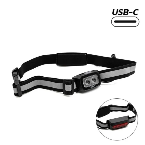 Ceinture lumineuse à bloc avant blanc, bande rétroréfléchissante et boucle à clip