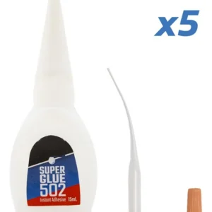 Colle cyanoacrylate 502 — lot de 5 flacons de 15 ml