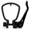 Le collier noir vu de profil, molette de serrage à gauche et levier à came à droite Le collier noir vu de profil, molette de serrage à gauche et levier à came à droite