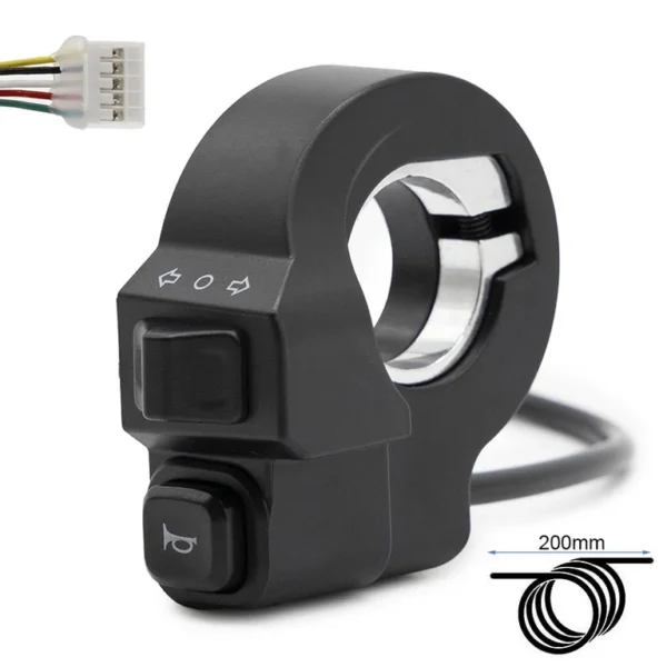Commodo Kukirin G4 de trois quarts, inverseur de clignotants et bouton de klaxon