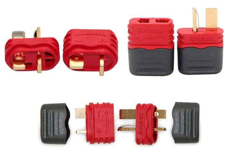 Lot de connecteurs T-Dean rouges avec capots noirs